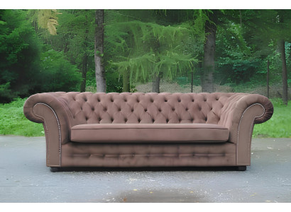 Bank 3-zits stofdesign bank gestoffeerde banken textiel modern chesterfield beige