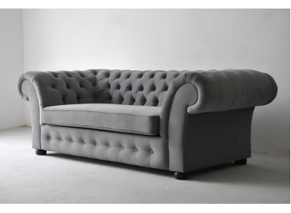 Bank 3-zits Stof Design Bank Beklede Banken Textiel Modern Chesterfield Grijs