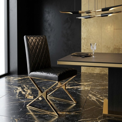 Stoel 1x Eetkamer Club Stoelen Beklede Stoel Fauteuil Metaal Lounge Ontwerper Nieuw