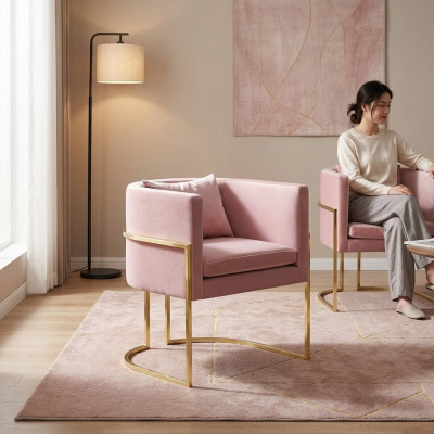 Fauteuil metaal design gestoffeerde lounge clubstoel zit relax luxe kamer wacht nieuw