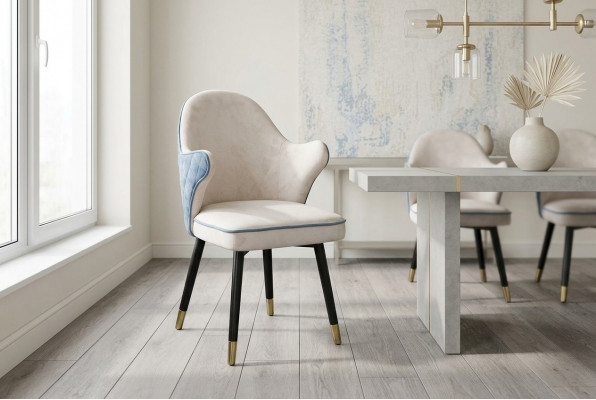Stoel 1x Eetkamer Gestoffeerde Fauteuil TV Lounge Club Stof Zitting Lederen Stoel