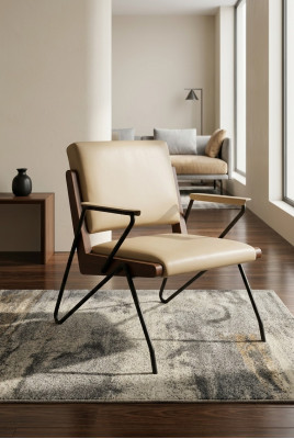 Fauteuil Club Lounge Armleuning Bank Bankstel 1-Zits TV Nieuw Lederen Stoel Designer