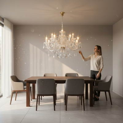 Klassieke plafondlamp met kristalverlichting Nieuwe Boheemse lamp kroonluchter