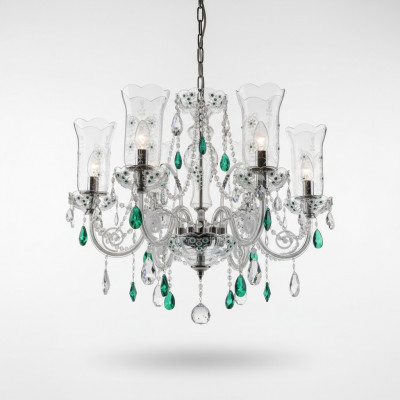 Ontwerp Bohemen Kroonluchter Plafondlampen Blauw Kristal Lamp Verlichting