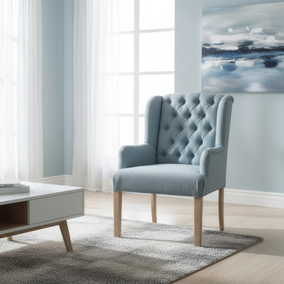 Blauwe Chesterfield stoel hotel inrichting zetel gestoffeerde stoel fauteuil