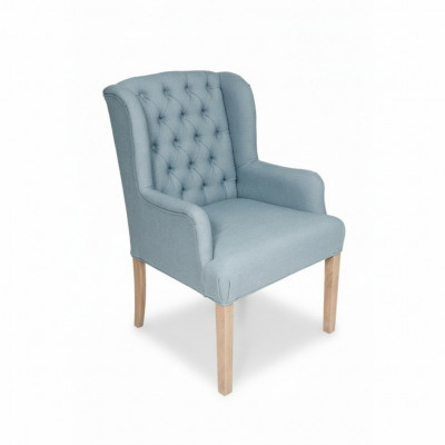 Blauwe Chesterfield fauteuil set Eetkamer set Stoelen x8 Fauteuil
