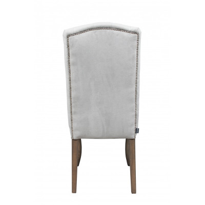 Grijze Chesterfield x6 fauteuils Ontwerper houten poten Luxe set van 6