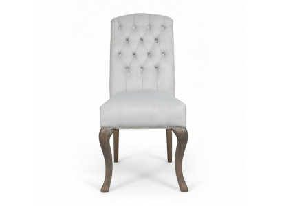 Grijze Chesterfield x6 fauteuils Ontwerper houten poten Luxe set van 6