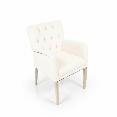 Moderne Witte Chesterfield Gestoffeerde Fauteuil Eenpersoonsfauteuils Textiel Eetkamerstoelen