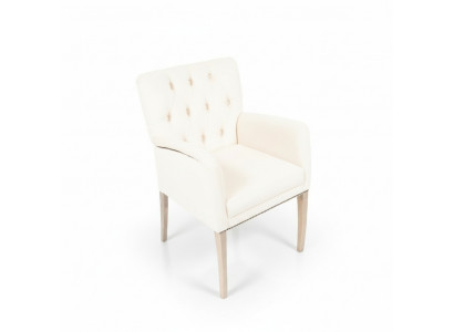 Moderne Witte Chesterfield Gestoffeerde Fauteuil Eenpersoonsfauteuils Textiel Eetkamerstoelen