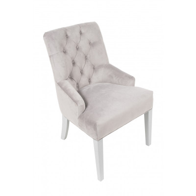 Grijze Chesterfield stoelen met kloppers Luxe design bekleding Hotelstoel set van 6 stuks
