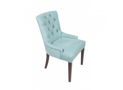 Klassieke Chesterfield blauwe stoel gestoffeerde fauteuil textiel leunstoel