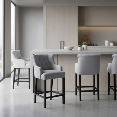 Grijze barkruk barkruk designer stof design loungestoelen set van 8