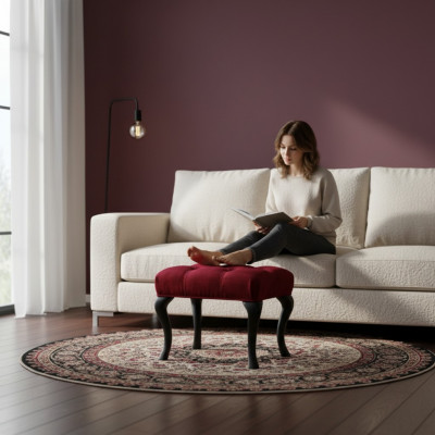 Poef Roma Designer Luxe Poef Gestoffeerde Zitting Textiel Relax Bijzettafel Bank Nieuw