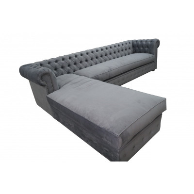 Samt hoekbank Chesterfield textiel stof hoekbank bank gestoffeerde bank hoeksalon.