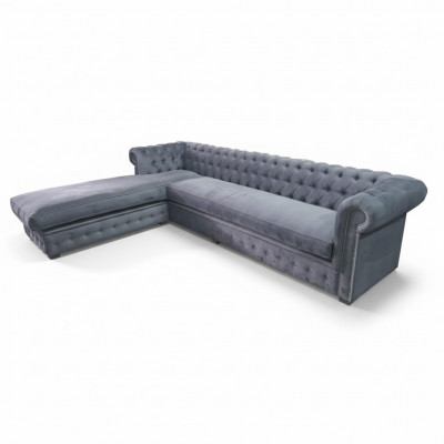 Samt hoekbank Chesterfield textiel stof hoekbank bank gestoffeerde bank hoeksalon.