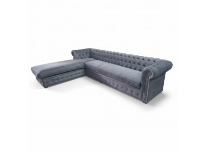 Samt hoekbank Chesterfield textiel stof hoekbank bank gestoffeerde bank hoeksalon.