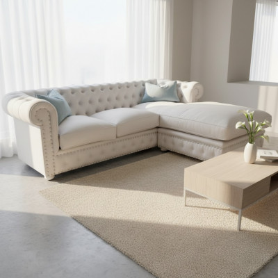 Zetel Velours Hoekbank Chesterfield Textiel Stof Hoekbank Bekleding Sofa Hoekcombinatie