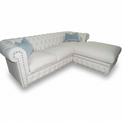 Zetel Velours Hoekbank Chesterfield Textiel Stof Hoekbank Bekleding Sofa Hoekcombinatie