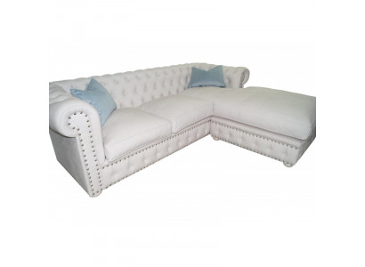 Zetel Velours Hoekbank Chesterfield Textiel Stof Hoekbank Bekleding Sofa Hoekcombinatie