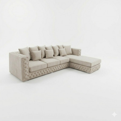 Chesterfield Design Bank Hoekbank Bekleed Zithoek Moderne Stof