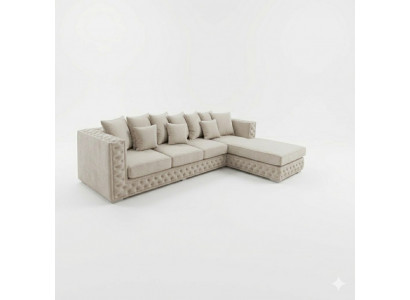 Chesterfield Design Bank Hoekbank Bekleed Zithoek Moderne Stof
