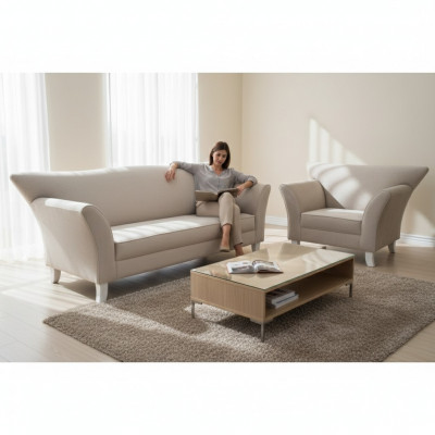 Bank 3-zits + fauteuil bankstel stoffen designer banken bankstel