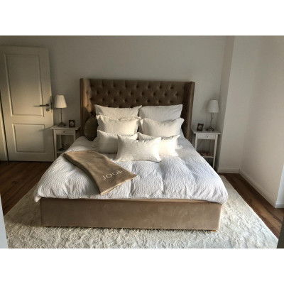 Chesterfield Bed Gestoffeerd Dubbel Hotelbed Slaapkamer 140x200cm Bruin Nieuw