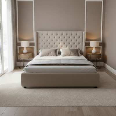 Chesterfield bed gestoffeerd dubbel hotelbed deco bedden slaapkamer 180x200cm.