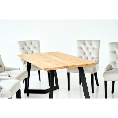 Ontwerp eetkamertafel + 4 Chesterfield-eetstoelen - Stoelgroep