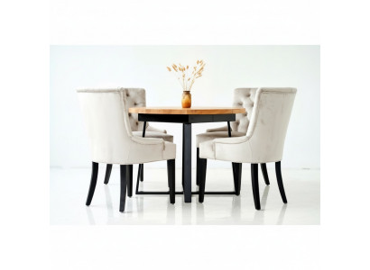 Ontwerp eetkamertafel + 6 Chesterfield leunstoelen Zitgroep Stoelen