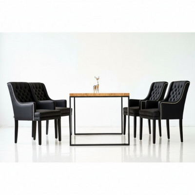 Eetkamertafel + 4 Chesterfield stoelen Luxe eetkamerset 5-delig set.