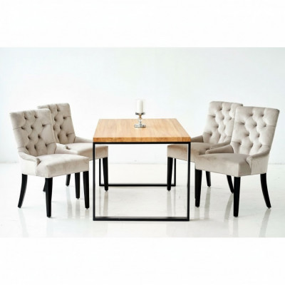 Eetkamerstoel tafel + 4 Chesterfield stoelen set bekleding