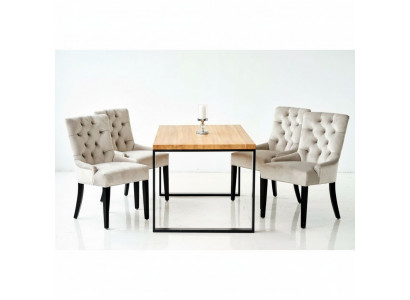 Eetkamerstoel tafel + 4 Chesterfield stoelen set bekleding