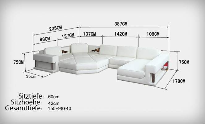 Leren bankstel woonlandschap bank hoekbank hoekstel design modern bankstel met USB.