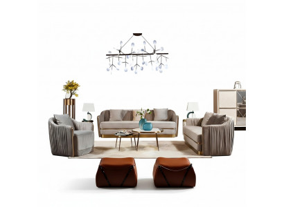 Designer Couchgarnitur Sofa Polster Sitz Textil Garnitur 3+2+2 Sofas Couchen