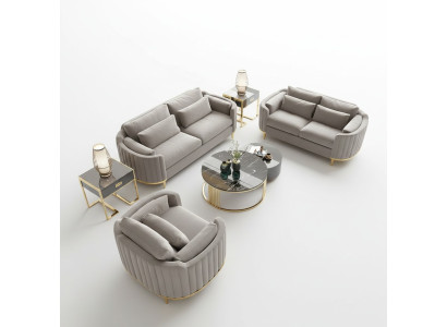 Luxus Edelstahl Samt Couch Polster Sitz 3+2+1 Set Garnitur Sofa Neu Wohnzimmer