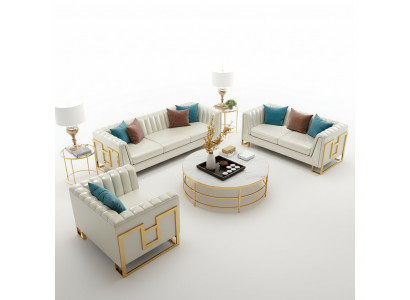 Edel Stahl Couch Polster Leder Sofa 311 Sitzer Couchen Garnitur Set Italienische