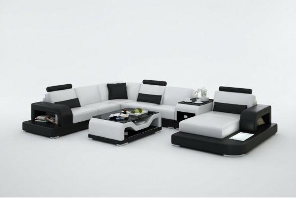Leren bank Bank Woongroep Hoekbank Hoekbank Set Ontwerp Modern Bankstel met USB.