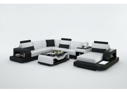 Leren bank Bank Woongroep Hoekbank Hoekbank Set Ontwerp Modern Bankstel met USB.