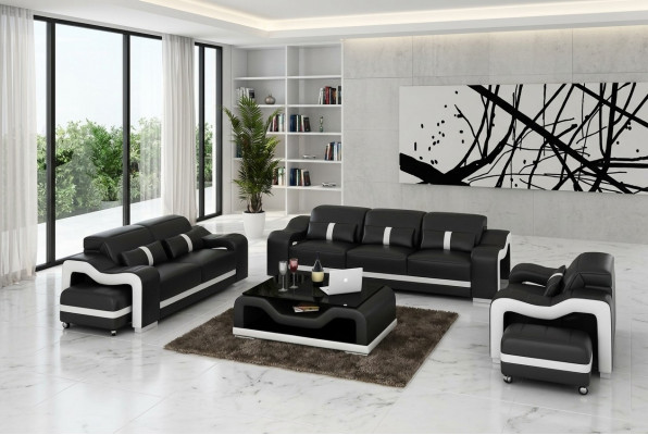 Ontwerp bankstel bank bekleding banken leer modern 3+2 zits compleet set nieuw