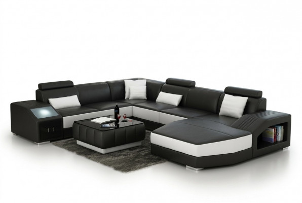 Eckbankstel Leren Bank Woonkamer Bankstel Sofa's Woonlandschap + USB