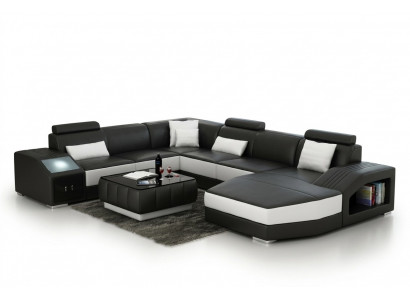 Eckbankstel Leren Bank Woonkamer Bankstel Sofa's Woonlandschap + USB