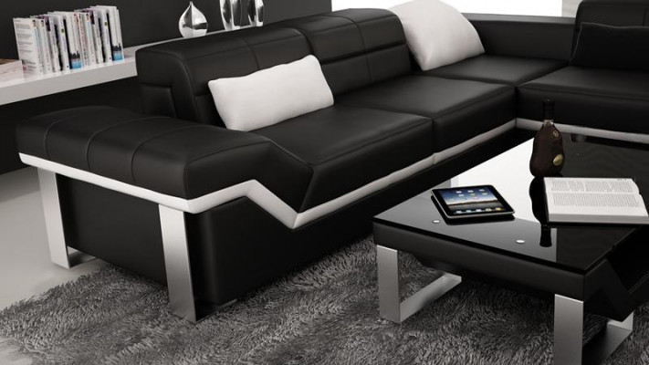 Moderne zithoek leren bank hoekbank bank bekleding bank woonlandschap K5007 + USB
