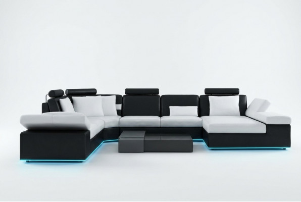 Moderne zithoek hoekbank sofa gestoffeerde bank woonlandschap leren sofa