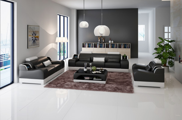 Sofaset Bank Bekleedbank Bank 3+3 Compleet Set Meubelontwerpen Leder 2-delig.