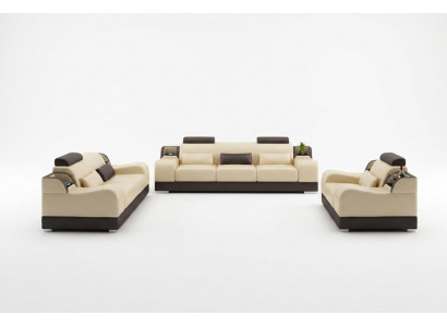 Sofaset Bank Bekleedbank Bank 3+3 Compleet Set Meubelontwerpen Leder 2-delig.