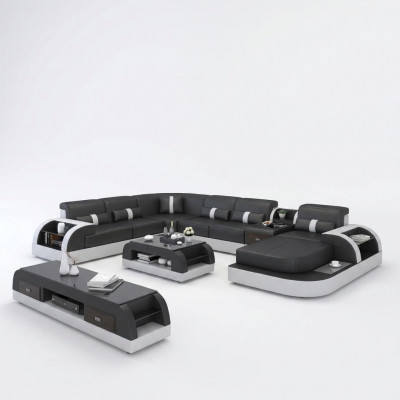 Luxe woonlandschap bank bekleding U-vorm hoekbank hoekbank bank XXL Big + USB.