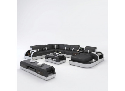 Luxe woonlandschap bank bekleding U-vorm hoekbank hoekbank bank XXL Big + USB.