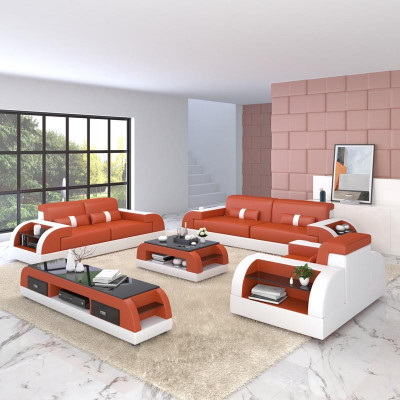 Bankstel Bank Beklede Bank 3+1 Compleet Set Garnituren Design Leer 2-delig.